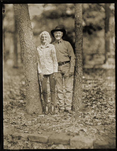 David and Brenda Sloan anniversary tintype portrait by Chuck Davis, photographer in Arkansas